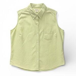 Eddie Bauer Light Green Cotton Sleeveless Button-Down Shirt – Size XXL